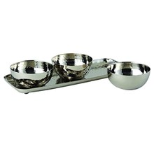 S/3 Min Hammered Bowls W/ Tray