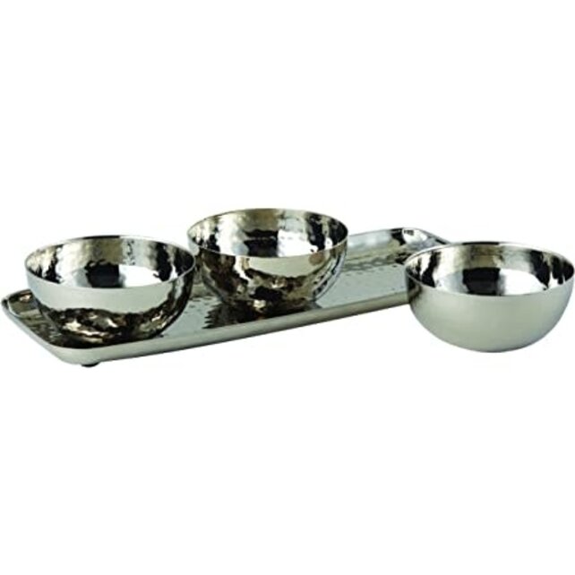 S/3 Min Hammered Bowls W/ Tray