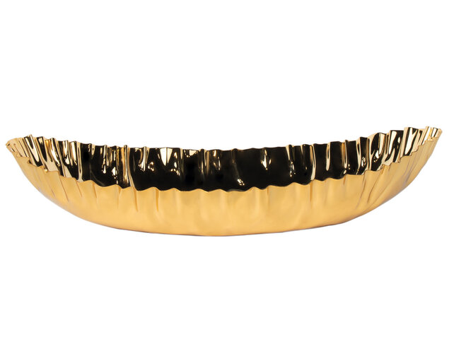 Crumpled Edge Gold Oval 14X7