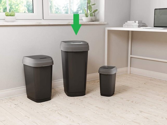 Kis Dual Swing Bin L Black 50l 31x42xh62cm