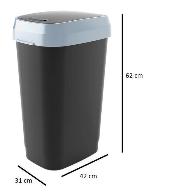 Kis Dual Swing Bin L Black 50l 31x42xh62cm