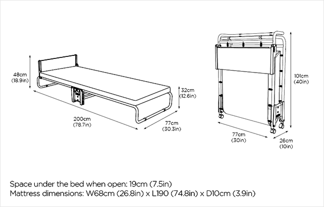Jay-Be Folding Bed W77 x L200 x H32cm