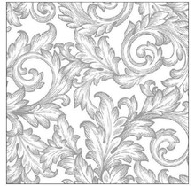 Serviettes Ambiente Baroque Argent/Blanc