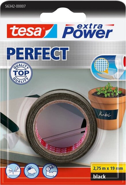 Tesa Extra Power 2.75M:19mm Zwart Blister