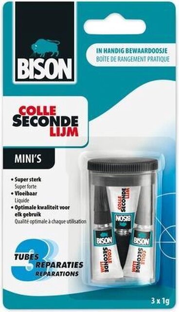 Bison Secondelijm Mini 1 Gram 3 Stuks