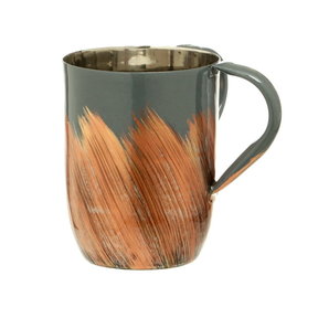 Wash Cup Dark Grey Enamel Amber Brushstrokes