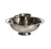 Paldinox Set Hand-Wash Cup With Bowl Silver Plated S/S Hammered
