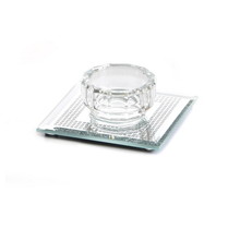 Paldinox Crystal Salt Cellar Glass Base Square Silver Print - Ø 9cm
