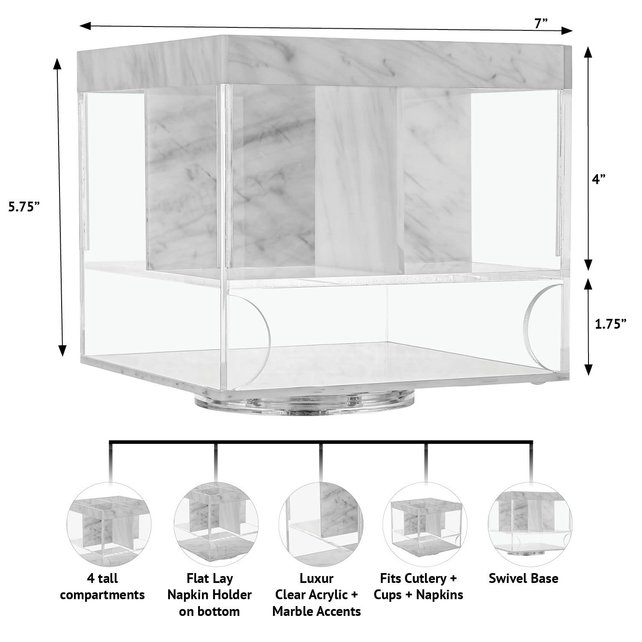 Waterdale Silverware Caddy Square Marmor