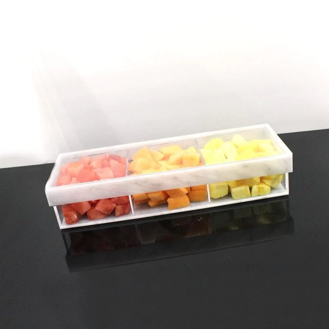 Waterdale Removable Tray 3 Sectional with Divider & Cover, Marble