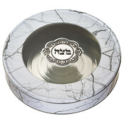Art Runde Matzah-Box aus Blech, 34 cm, mit Aufdruck und Plakette