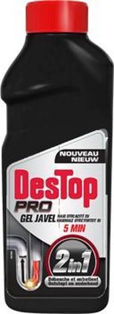 Destop Pro Gel Javel 2-in-1- Vloeibaar Bleekmiddel Gel Ontstopper 500ml