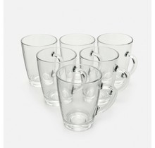 Lav Glas-Teetassen-Set mit Henkel, transparente Kaffeetassen, 6er-Set
