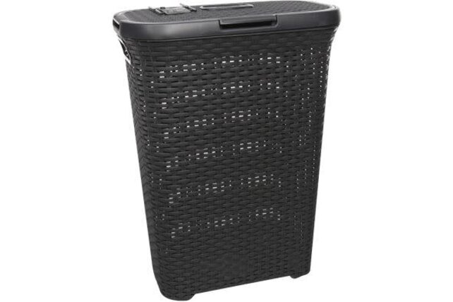 Curver Boîte De Lavage Style Naturel Anthracite Avec Couvercle - 40L