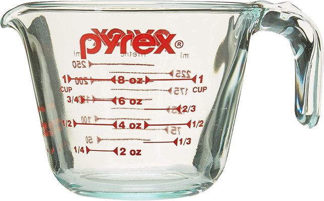 Pyrex Prepware 1 Cup - Measuring Cup, Clear with Red Measurements