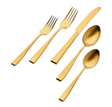 Godinger Flagstaff Matte Gold Stainless Steel 20 Piece Flatware Set, Service For 4