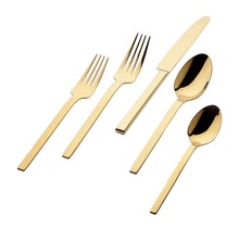 Godinger Atlas Mirror Gold Stainless Steel 20 Piece Flatware Set, Service For 4