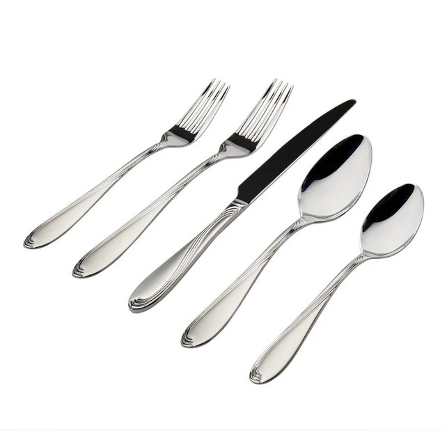 Godinger Wave Sandblast Stainless Steel 20 Piece Flatware Set, Service For 4