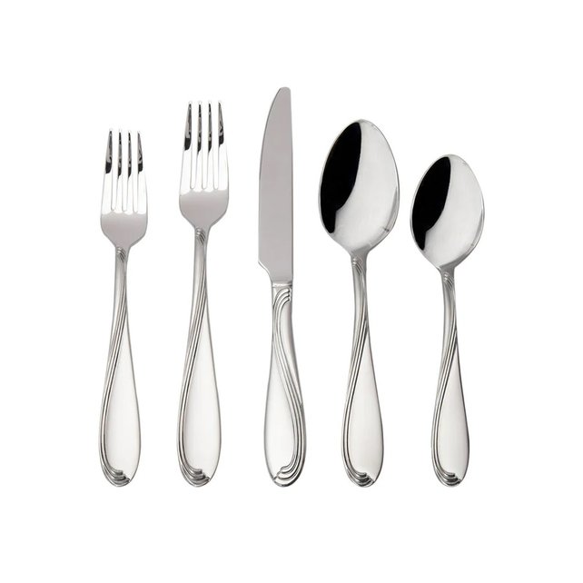Godinger Wave Sandblast Stainless Steel 20 Piece Flatware Set, Service For 4