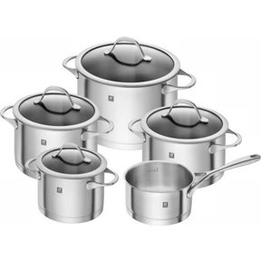 Zwilling Flow 5-Piece Cookware Set Glass Lids Suitable for Induction  Cookers Dishwasher Safe Rust-Free 18/10 Stainless Steel