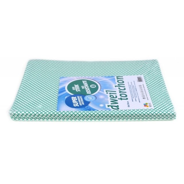 Vloerdweil Viscose Groen Geruit 3 Stuks