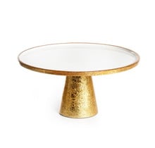 Paldinox Round Ftd Cake Tray White Enamel/Gold Foil Aluminum D31h15.25