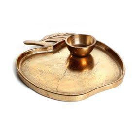 Aluminum Apple Tray with Honey Bowl Gold