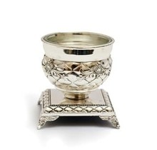 Paldinox Silver Plated Single Open Salt Dish With Spoon Lacquer & Antique