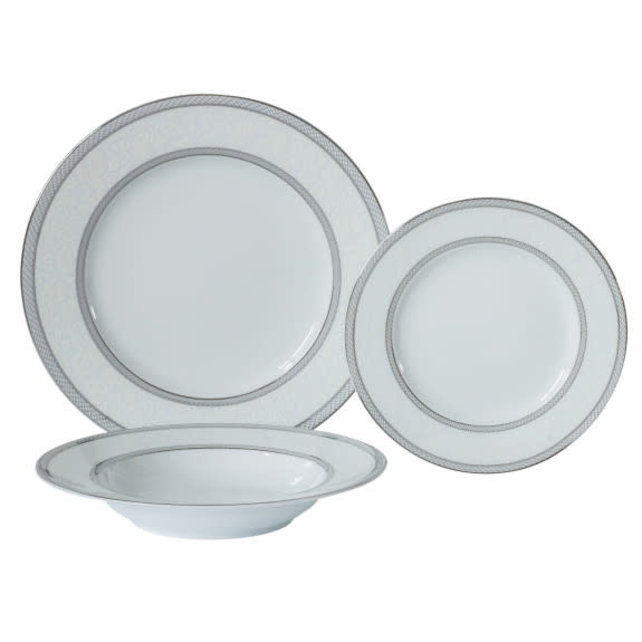 Brillantes 18-teiliges Platin-Set mit floraler Spitze