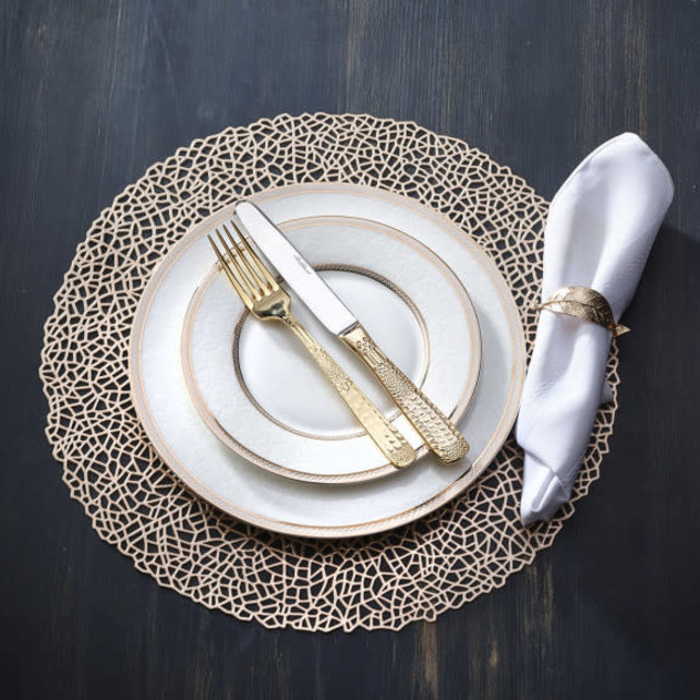 Brilliant Servies Floral Lace Gold Oval Plater