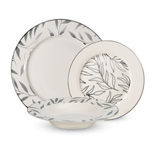 Brilliant Dinnerware Olive Leaves Silver 18 pc