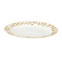 Brillant Grand Plat Ovale Feuilles d'Olivier Or