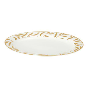 Brillante große ovale Platte mit Olivenblättern in Gold