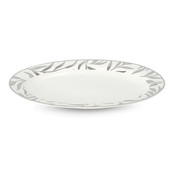 Brillante große ovale Platte mit Olivenblättern in Silber