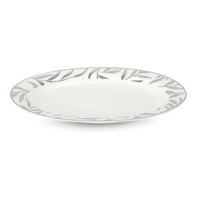 Large Oval Platter Olive Leaves Silver 35cm