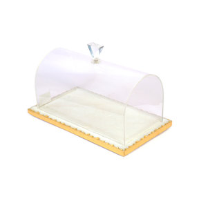 Brilliant White Marble Rectangular Cake tray with gold foiling