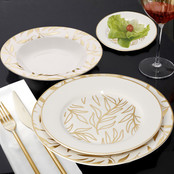Brilliant Dinnerware Olive Leaves Gold 18 pcs