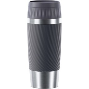 Emsa Easy Twist Insulated Travel Mug, Stainless Steel and Silicone, Charcoal, 360 ml
