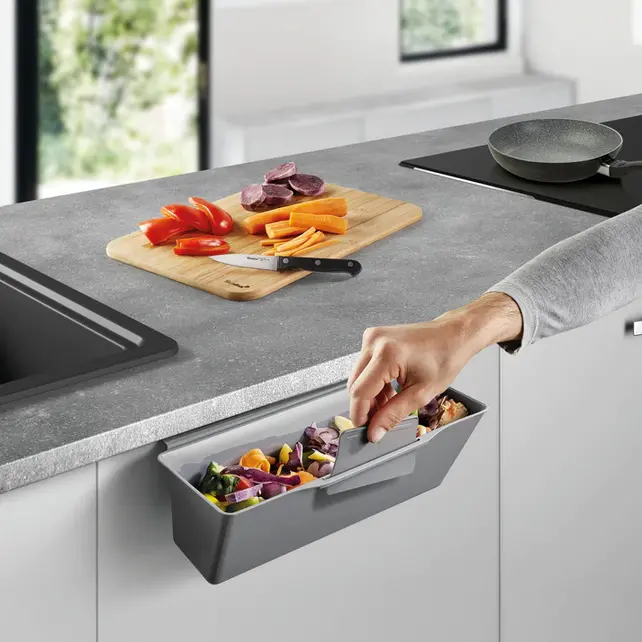 Metaltex Poubelle de Collecte pour Déchets de Cuisine, Gris - 35x16x13 cm
