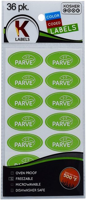 Étiquettes casher 18 pièces – Autocollants de cuisine à code couleur par The Kosher Cook