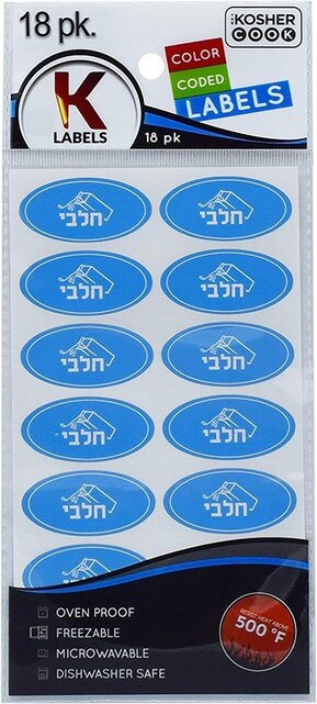 Étiquettes casher 18 pièces – Autocollants de cuisine à code couleur par The Kosher Cook