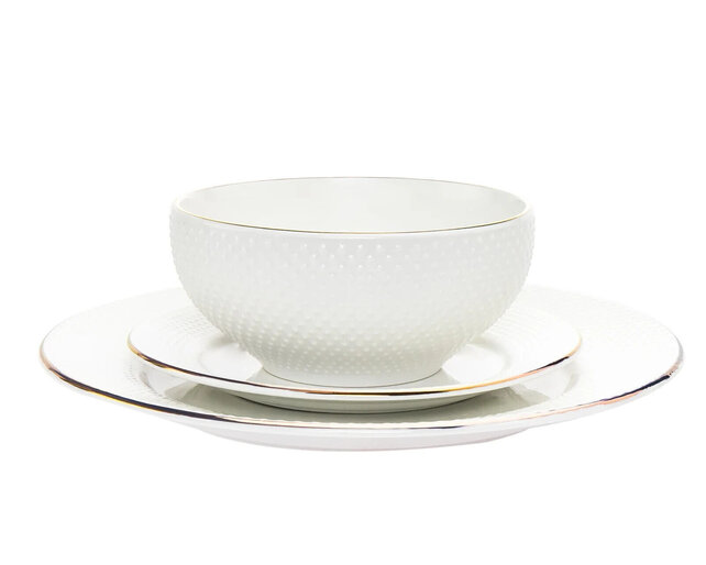 Godinger Gatherings Dinnerware Set Pique Gold 18 Pc Set PROMO