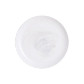 Assiettes Plates - Ø 25cm - 6 Pièces - Marbre Blanc