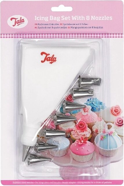 Syringe Bag, 8 Nozzles, Stainless Steel, White - Tala