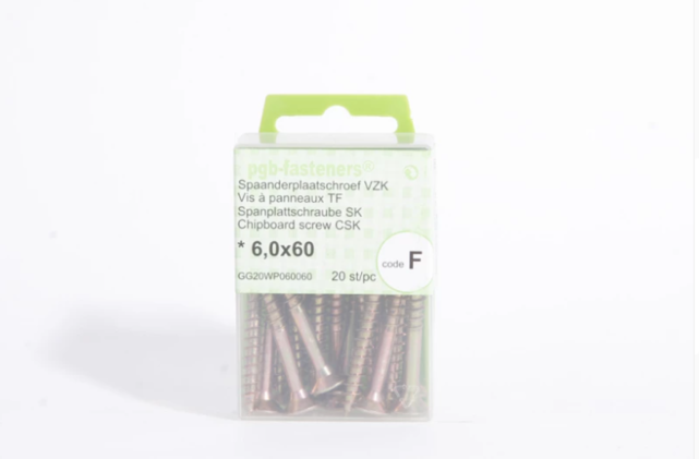 Chipboard Screw Yellow Zinc Plated - 6.0x60 - 20pcs