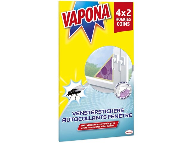 Autocollants de fenêtre anti-mouches Vapona 8 (4x2)