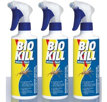 BSI - Bio Kill Micro Fast Universal - Promo 3-pack - Against Flies, Mosquitoes, Wasps, Ants, Spiders, Ticks and Mites - 3x375 ml
