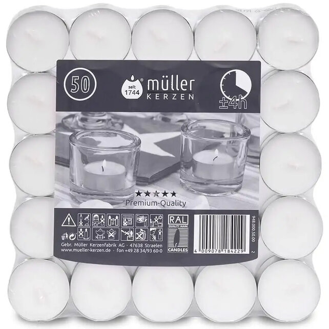 Müller Tea Lights 4h - 50 Pieces
