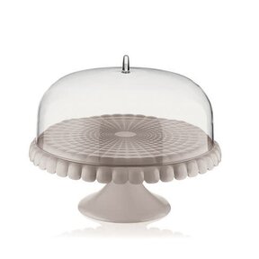 Tiffany  Cake Stand With Dome -  Small - Taupe