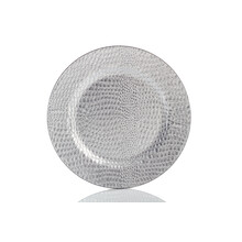 Charger Plate Silver Leather print